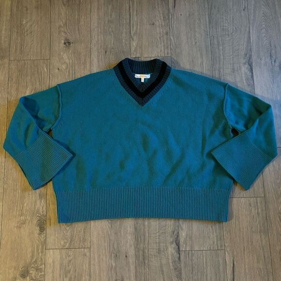 Dorothee Schumacher Sweater Teal Wool-Cashmere‎ Size Medium V-Neck Pullover NWT - Picture 1 of 4